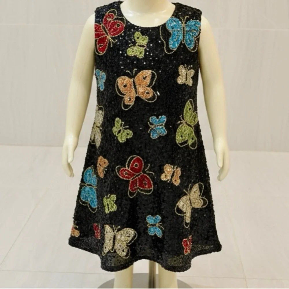 Little Attitudes by‎ Debra Colorful Butterfly Sequin Dress